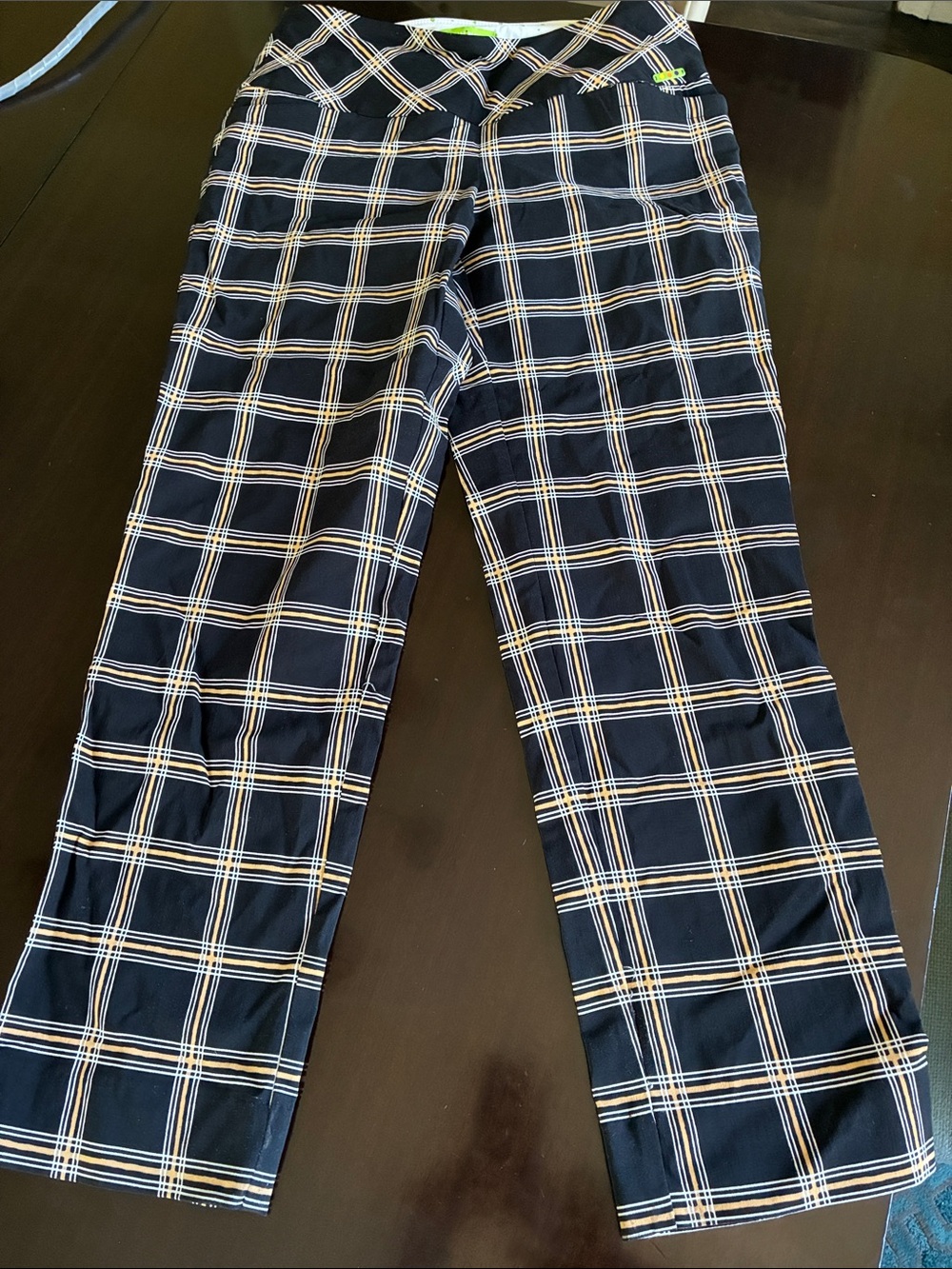Women's Swing Control Black Plaid Stretch Capris